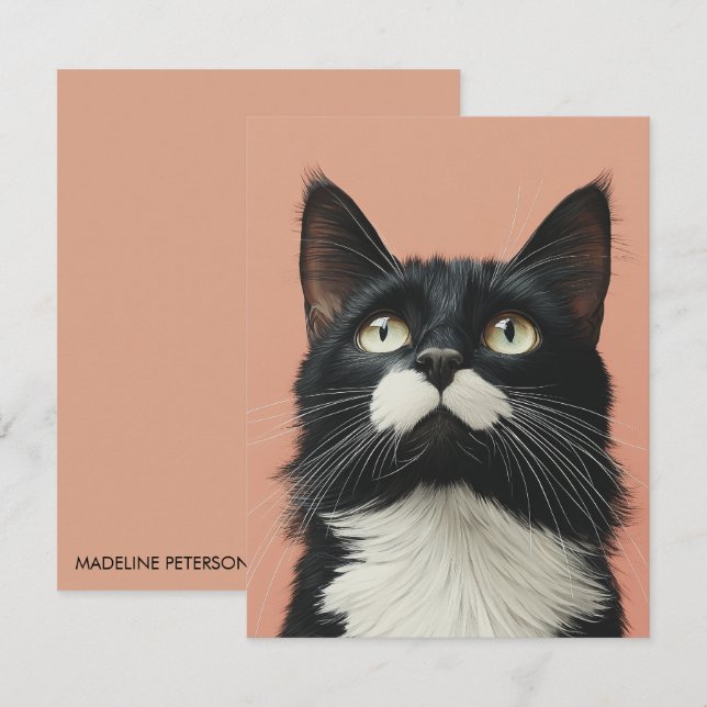 Cute Black Cat Cat Lover Note Card (Front/Back)