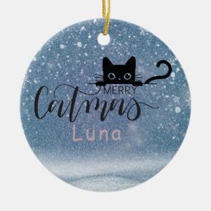 Cute Black Cat Christmas Ornament For Cat Lovers
