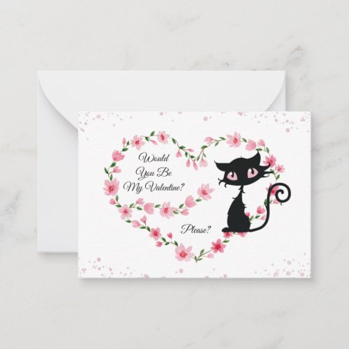 Cute Black Cat Classroom School Photo Valentine  Note Card