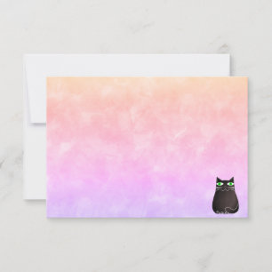 Cute Black Cat Colorful Watercolor Custom Blank Note Card