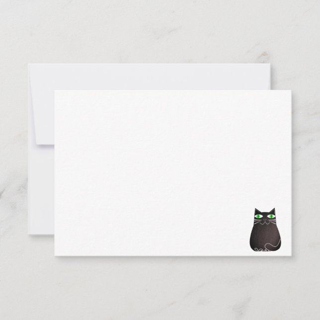 Cute Black Cat Custom Blank Note Card (Front)
