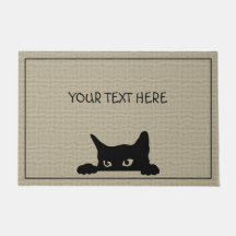 Cute Black Cat Custom Halloween Doormat