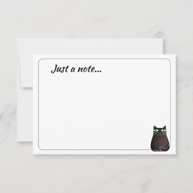 Cute Black Cat Custom Just a Note Card (Front)