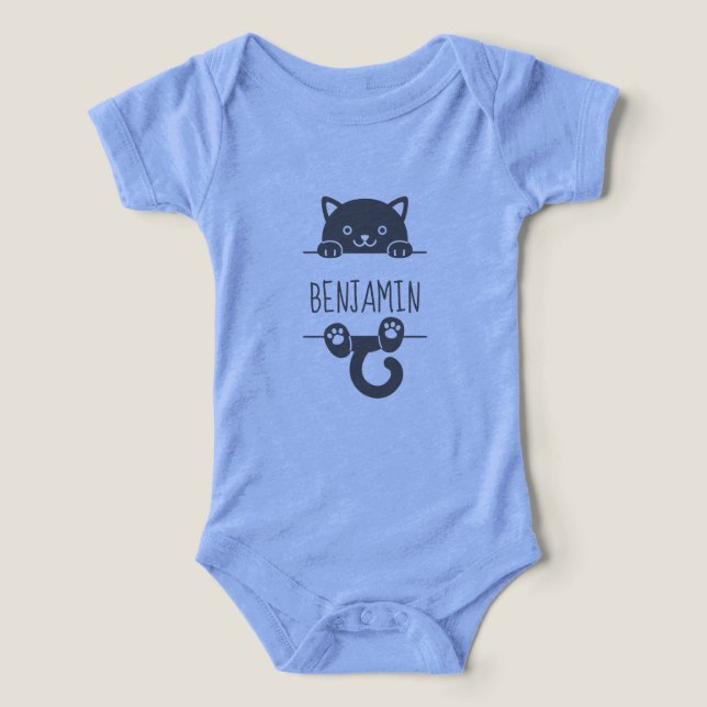 Cute Black Cat Custom Name Infant T-shirt (Design Front)