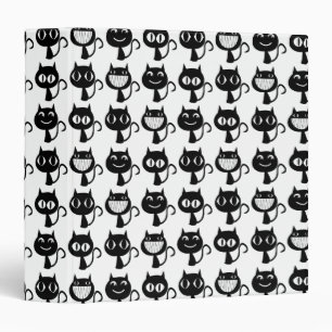 Cute Black Cat Expressions Pattern 3 Ring Binder