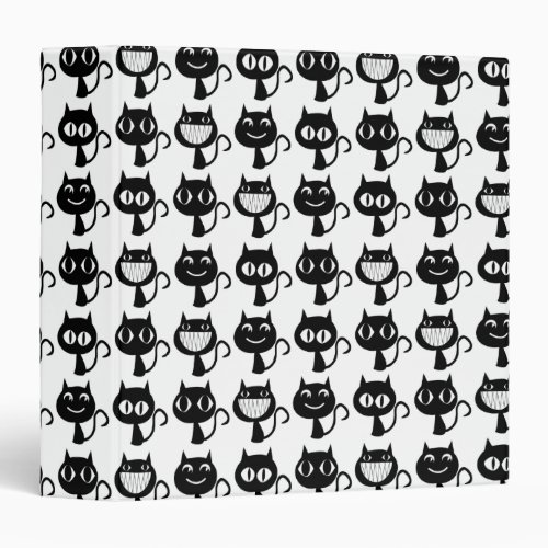 Cute Black Cat Expressions Pattern 3 Ring Binder