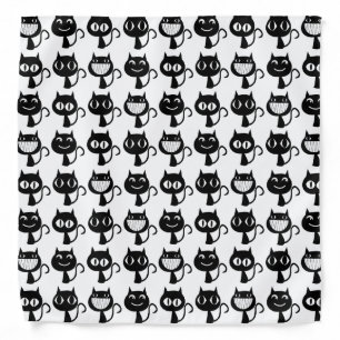 Cute Black Cat Expressions Pattern Bandana