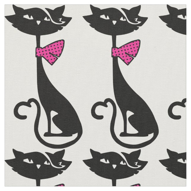 CUTE BLACK CAT FABRIC (Close Up)