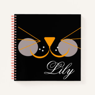 Cute Black Cat Face Funny Notebook