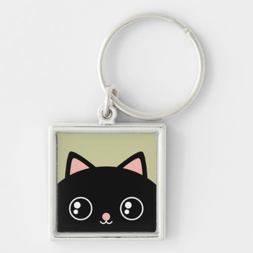 Cute Black Cat Face Kawaii Style Keychain