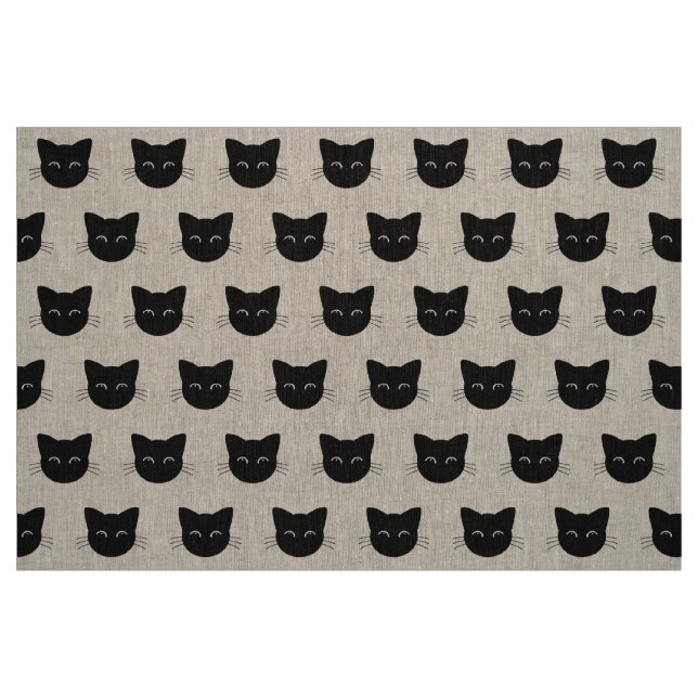 Cute black cat faces pattern fabric (Fat Quarter)
