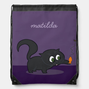 Drawstring Backpack Cat Paw Prints Created out of the Word Meow Drawstring Backpack Cat Paw Prints Created out of the Word Meow