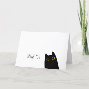 Cute Black Cat Folded Thank You Card