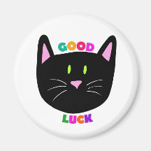 Cute Black Cat Good Luck Colouful Lettering