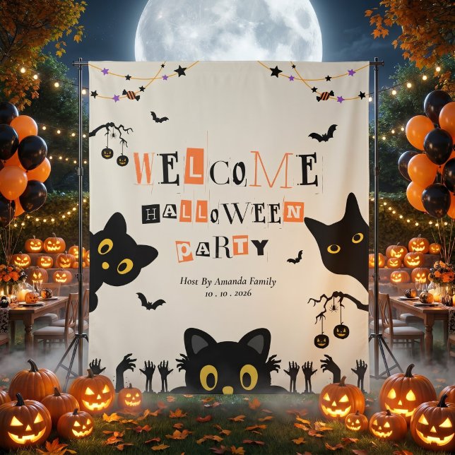 Cute Black Cat Halloween Backdrop (Creator Uploaded)