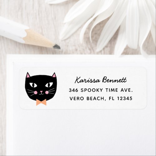 Cute Black Cat Halloween Birthday Return Address Label