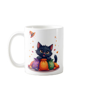Cute Black Cat Halloween Candy Mug