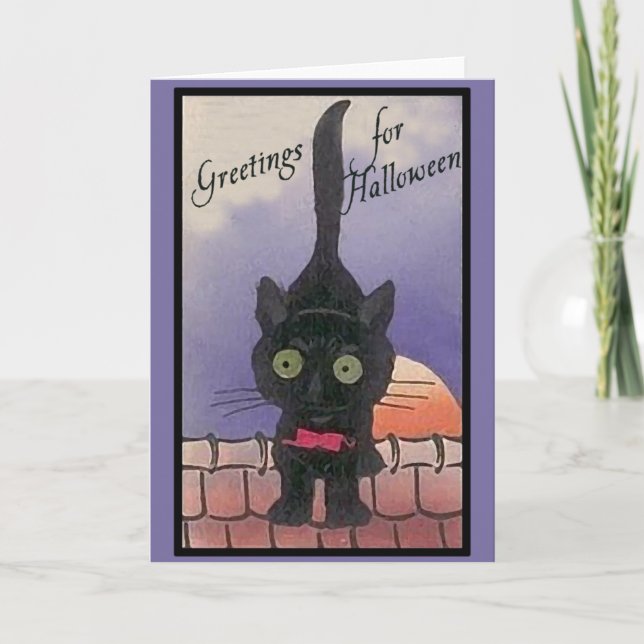 Cute Black Cat Halloween Cards (Front)