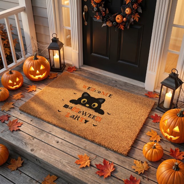 Cute Black Cat Halloween Doormat (Creator Uploaded)