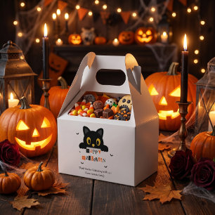 Cute Black Cat Halloween Favor Boxes