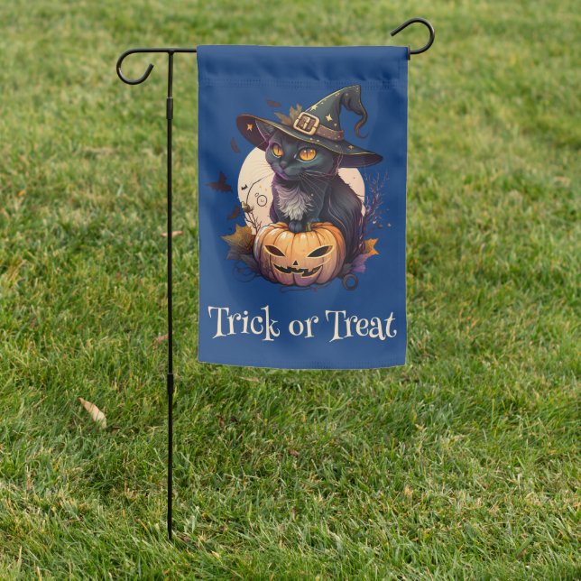 Cute Black Cat Halloween Garden Flag (In SItu)