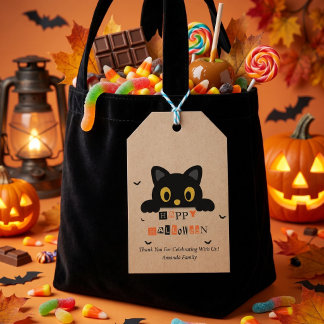 Cute Black Cat Halloween Gift Tags