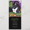 Cute Black Cat Halloween Party Invitation