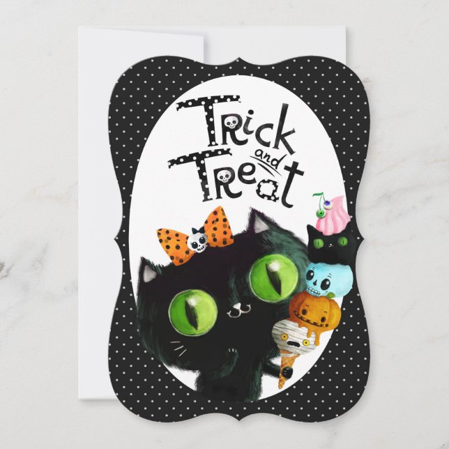 Cute Black Cat Halloween Party Invitation (Front)