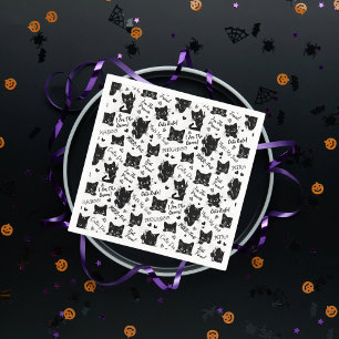 Cute Black Cat Halloween Pattern for Cat Lovers Napkins