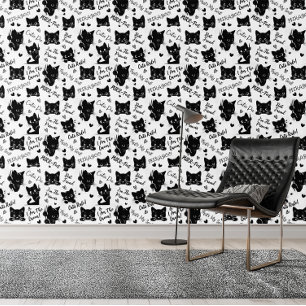 Cute Black Cat Halloween Pattern for Cat Lovers Wallpaper