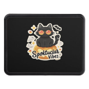 Cute Black Cat Halloween Pumpkin Oversized T-Shirt Hitch Cover
