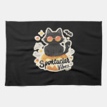 Cute Black Cat Halloween Pumpkin Oversized T-Shirt Kitchen Towel