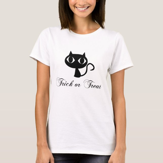 Cute Black Cat Halloween Shirt (Front)