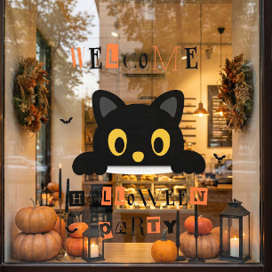 Cute Black Cat Halloween Window Cling