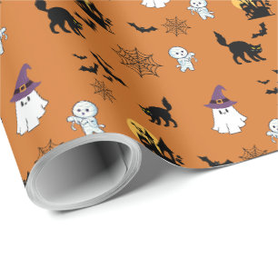 Cute Black Cat Halloween Wrapping Paper