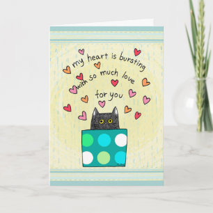 Cute Black Cat Hand Drawn Words Anniversary  Card