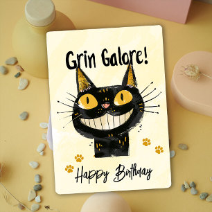 Cute Black Cat Happy Birthday Card
