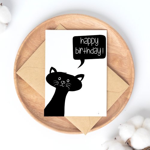 Cute Black Cat _ Happy Birthday Postcard