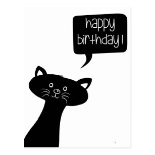 Cute Black Cat Happy Birthday Postcard