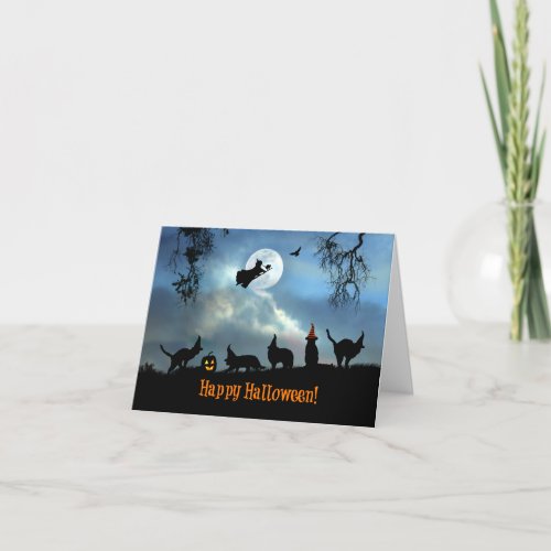 Cute Black Cat Happy Halloween Card