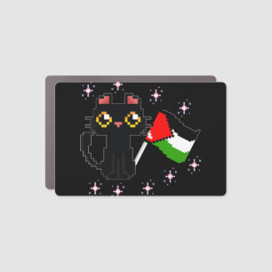 cute black cat holds Palestine flag Car Magnet
