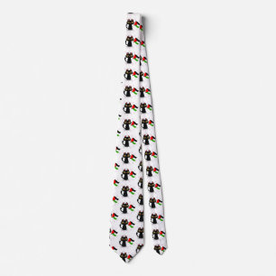 cute black cat holds Palestine flag Neck Tie