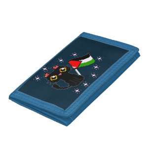 cute black cat holds Palestine flag  Trifold Wallet