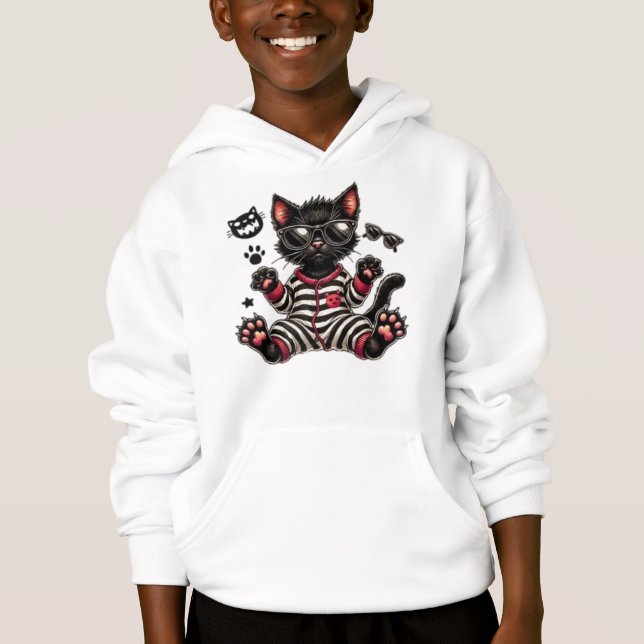 Cute Black Cat Hoodie (Front)