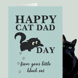 Cute Black Cat Huge Happy Father's Day Card