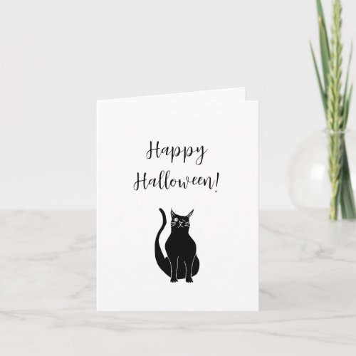 Cute Black Cat Illustration Simple Halloween  Card