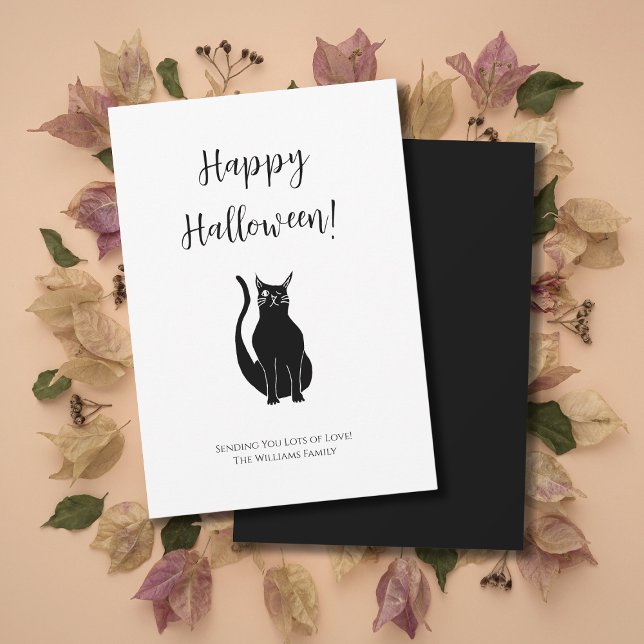 Cute Black Cat Illustration Simple Halloween  Holiday Card (Creator Uploaded)