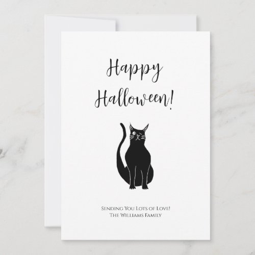 Cute Black Cat Illustration Simple Halloween  Holiday Card