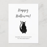 Cute Black Cat Illustration Simple Halloween  Holiday Postcard
