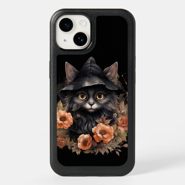 Cute Black Cat in a Witch's Hat Otterbox iPhone Case (Back)